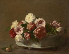 Roses In A Porcelain Planter, c1875-1900. Creator: Victoria Dubourg