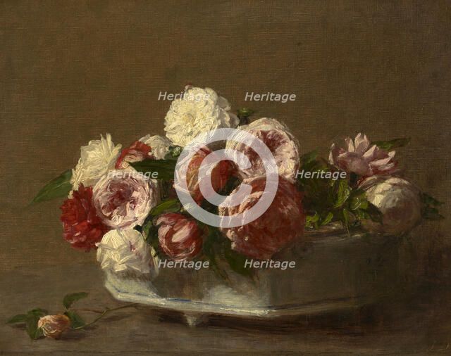 Roses In A Porcelain Planter, c1875-1900. Creator: Victoria Dubourg.
