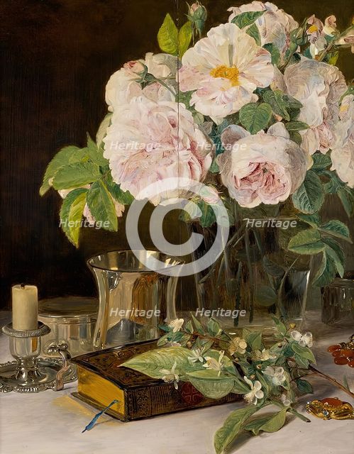 Roses in glass, 1831. Creator: Ferdinand Georg Waldmuller.