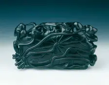 Rosewood lotus leaf dish, Qing dynasty, China, 18th century. Creator: Unknown