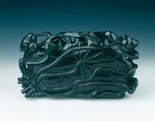 Rosewood lotus leaf dish, Qing dynasty, China, 18th century. Creator: Unknown