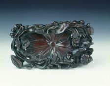 Rosewood lotus leaf dish, Qing dynasty, China, 18th century. Creator: Unknown