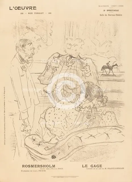 Rosmersholm; Le Gage, 1897. Creator: Henri de Toulouse-Lautrec.