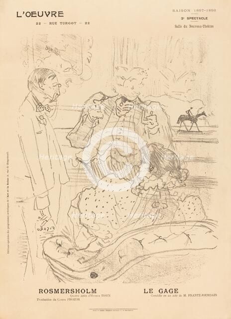 Rosmersholm; Le Gage, 1897. Creator: Henri de Toulouse-Lautrec.