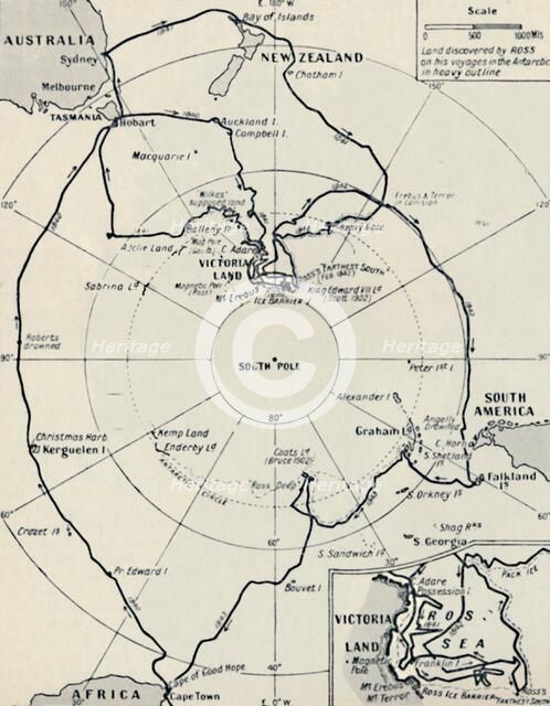'Ross's Antarctic Voyage in the Erebus and the Teror,  November 12, 1840', 1937. Artist: Unknown.