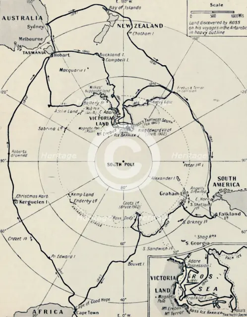 'Ross's Antarctic Voyage in the Erebus and the Teror,  November 12, 1840', 1937. Artist: Unknown.