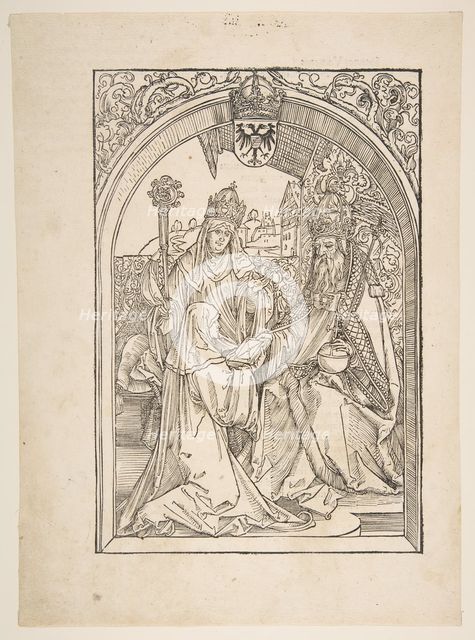 Rosvitha Presenting the Comedies to the Emperor Otto I. illustration from the Opera Hrosvi....n.d. Creator: Albrecht Durer.