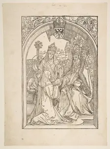 Rosvitha Presenting the Comedies to the Emperor Otto I. illustration from the Opera Hrosvi....n.d. Creator: Albrecht Durer