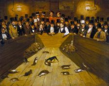 Rat-Catching at the Blue Anchor Tavern, Bunhill Row, Finsbury c1850. Creator: Unknown