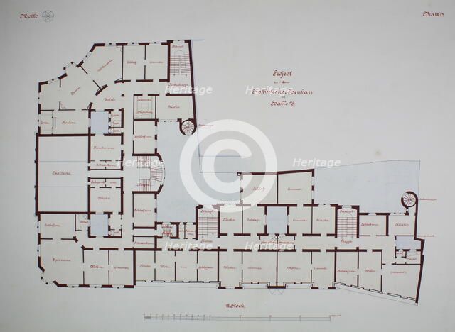 Rathskeller Neubau, Halle (Saale), Saxony-Anhalt, Germany, Third Floor Plan, c. 1887. Creator: Peter Joseph Weber.