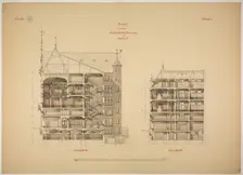 Rathskeller Neubau, Halle (Saale), Saxony-Anhalt, Germany, Two Sections, c. 1887. Creator: Peter Joseph Weber
