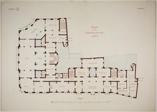 Rathskeller Neubau, Halle (Saale), Saxony-Anhalt, Germany, First Floor Plan, c. 1887. Creator: Peter Joseph Weber