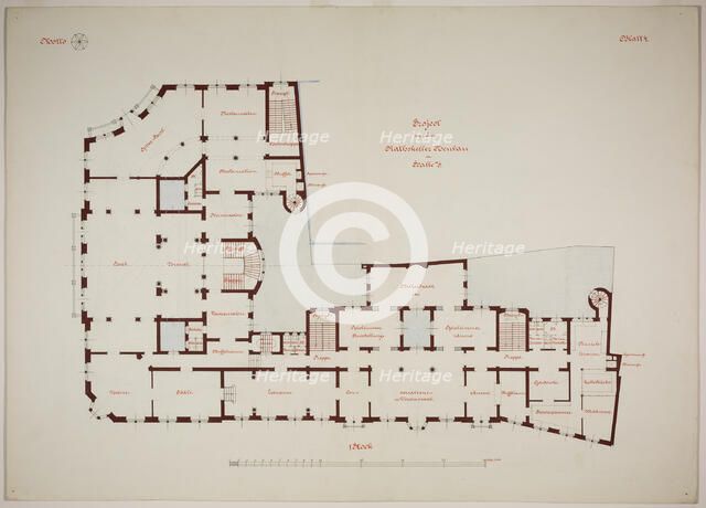 Rathskeller Neubau, Halle (Saale), Saxony-Anhalt, Germany, First Floor Plan, c. 1887. Creator: Peter Joseph Weber.