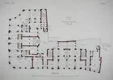 Rathskeller Neubau, Halle (Saale), Saxony-Anhalt, Germany, Ground Floor Plan, c. 1887. Creator: Peter Joseph Weber