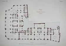 Rathskeller Neubau, Halle (Saale), Saxony-Anhalt, Germany, Mezzanine Plan, c. 1887. Creator: Peter Joseph Weber