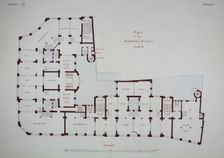 Rathskeller Neubau, Halle (Saale), Saxony-Anhalt, Germany, Mezzanine Plan, c. 1887. Creator: Peter Joseph Weber
