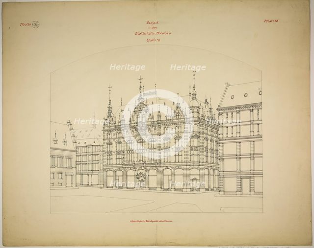 Rathskeller Neubau, Halle (Saale), Saxony-Anhalt, Germany, Perspective (unfinished), c. 1887. Creator: Peter Joseph Weber.