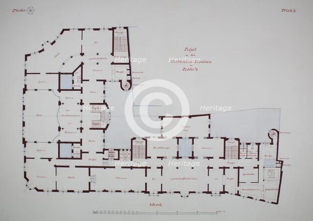 Rathskeller Neubau, Halle (Saale), Saxony-Anhalt, Germany, Second Floor Plan, c. 1887. Creator: Peter Joseph Weber.