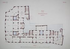 Rathskeller Neubau, Halle (Saale), Saxony-Anhalt, Germany, Second Floor Plan, c. 1887. Creator: Peter Joseph Weber