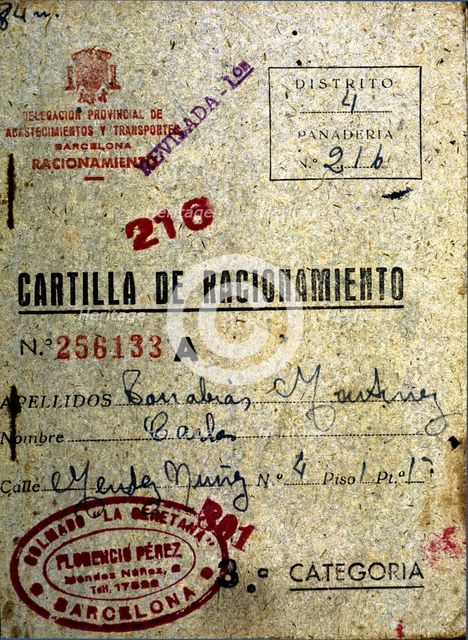 Rationing card that was needed to buy basic foods in the years after the Civil War, 1942.