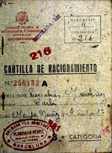Rationing card that was needed to buy basic foods in the years after the Civil War, 1942