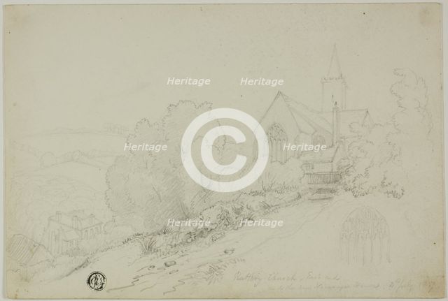 Rattery Church, East End and the new Vicarage House, n.d. Creator: Unknown.