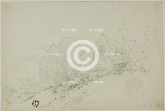 Rattery Church, East End and the new Vicarage House, n.d. Creator: Unknown.