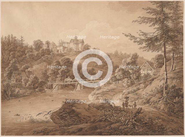 Rauenstein Castle Seen from the River's Edge, c. 1800. Creator: Adrian Zingg.