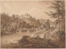 Rauenstein Castle Seen from the River's Edge, c. 1800. Creator: Adrian Zingg