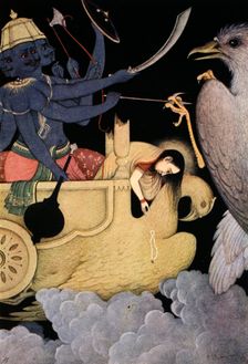 Ravana fighting with Jatayu, 1913. Creator: K Venkatappa