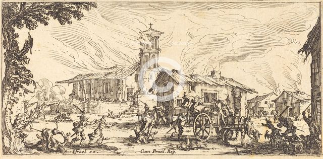 Ravaging and Burning a Village, c. 1633. Creator: Jacques Callot.