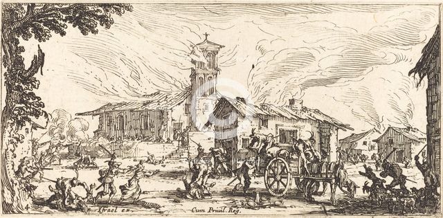 Ravaging and Burning a Village, c. 1633. Creator: Jacques Callot.