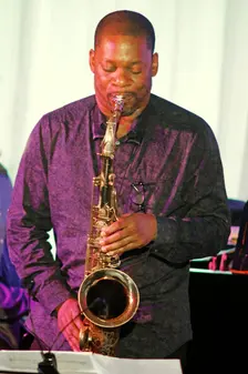 Ravi Coltrane and Andy Milne, Ravi Coltrane Quintet, Watermill Jazz Club, Dorking, Surrey, May 2018. Creator: Brian O'Connor
