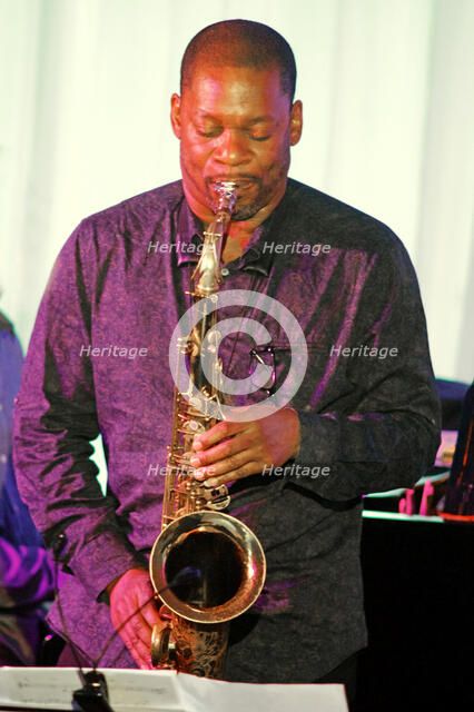 Ravi Coltrane and Andy Milne, Ravi Coltrane Quintet, Watermill Jazz Club, Dorking, Surrey, May 2018. Creator: Brian O'Connor.