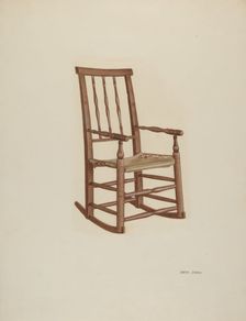 Raw Hide Bottom Rocker, c. 1940. Creator: Dorothy Johnson