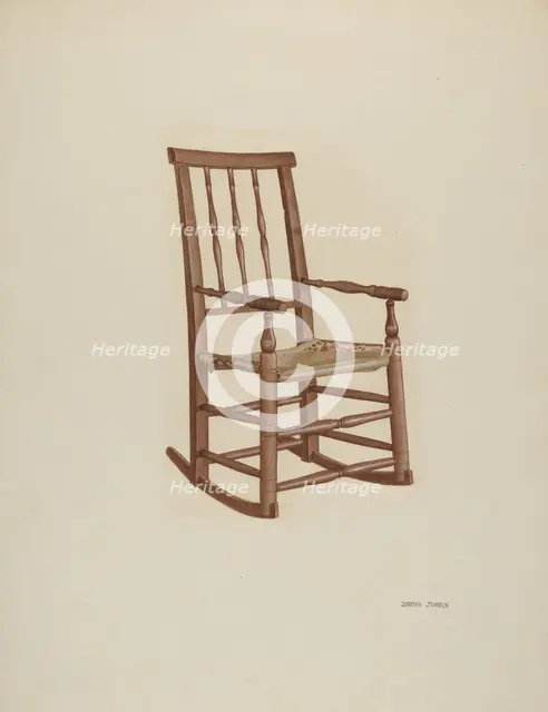 Raw Hide Bottom Rocker, c. 1940. Creator: Dorothy Johnson.