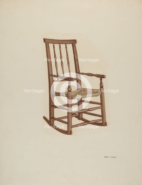 Raw Hide Bottom Rocker, c. 1940. Creator: Dorothy Johnson.