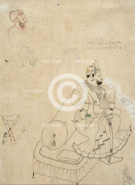 Rawal Gaj Singhji and Portrait Studies, between c1825 and c1850. Creator: Unknown.