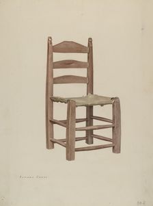 Rawhide Bottomed Chair, 1940. Creator: Rafaela Gomez