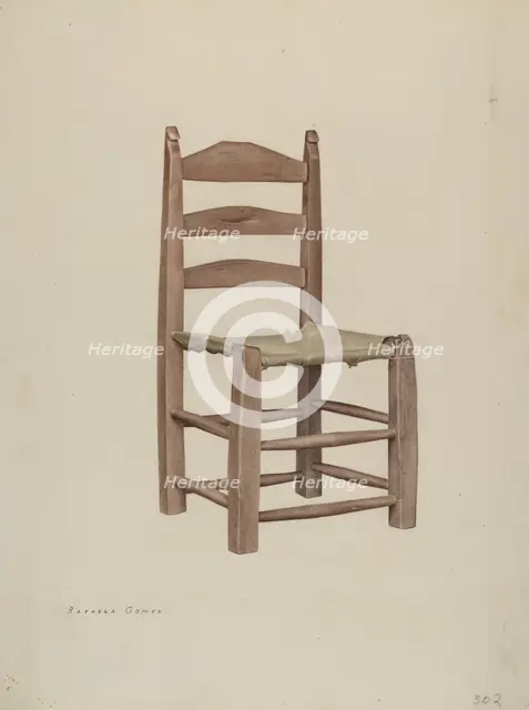 Rawhide Bottomed Chair, 1940. Creator: Rafaela Gomez.