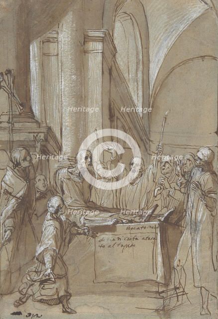 Raymond Diocrès Speaking During His Funeral (from the Life of Saint Bruno of Cologne), 1628-29. Creator: Daniele Crespi.