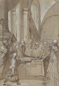 Raymond Diocrès Speaking During His Funeral (from the Life of Saint Bruno of Cologne), 1628-29. Creator: Daniele Crespi