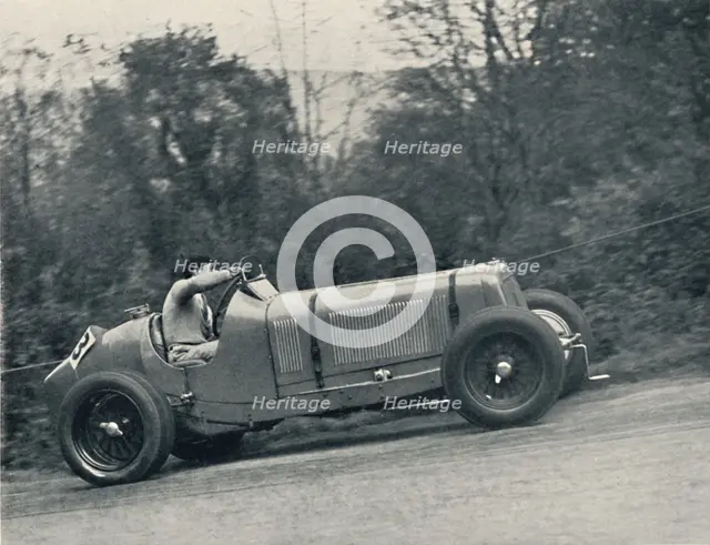 'Raymond Mays (E.R.A.) breaking the record, 1935; the Shelsey Walsh Hill Climb', 1937. Artist: Unknown.