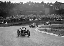 Raymond Mays ERA leading an MG and another ERA, Imperial Trophy, Crystal Palace, 1939. Artist: Bill Brunell