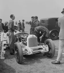 Raymond Mays Vauxhall-Villiers at a sand racing event, c1930s. Artist: Bill Brunell