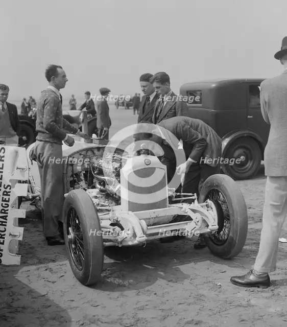 Raymond Mays' Vauxhall-Villiers at a sand racing event, c1930s. Artist: Bill Brunell.
