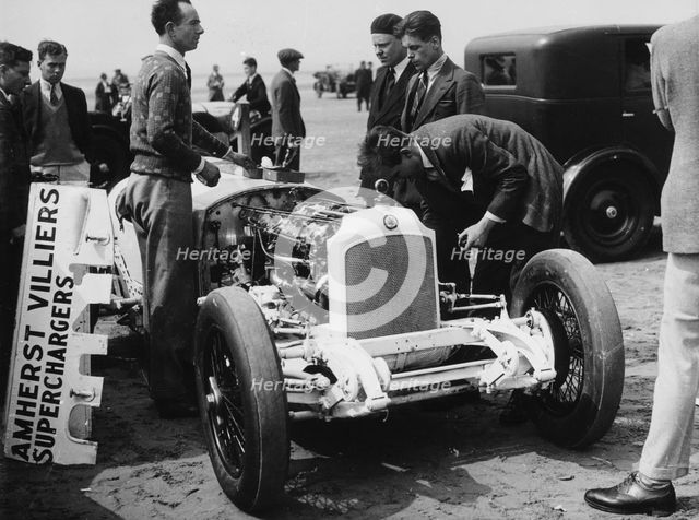 Raymond Mays with a Vauxhall Villiers TT, (1929?). Artist: Unknown