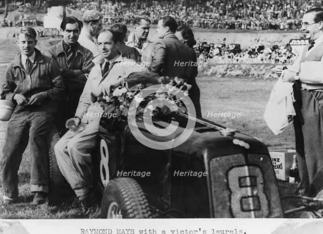 Raymond Mays with a victor's laurels, 1937. Artist: Unknown