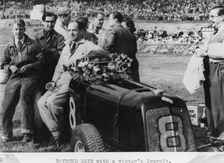 Raymond Mays with a victor's laurels, 1937