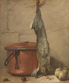 Rabbit and Copper Pot, mid-late 18th century. Creator: Jean-Simeon Chardin